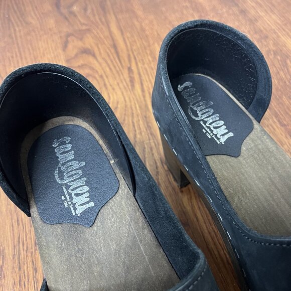 Sandgrens Swedish Clogs Wood Base Leather Round Toe – Size 38 EU / 7.5–8 US - Picture 2 of 6